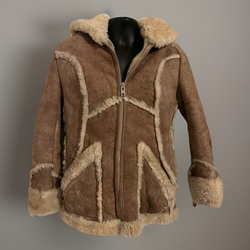 VTG 70s Penny Lane Shearling Sheep Suede Leather Fur Trim Berman’s Coat Jacket